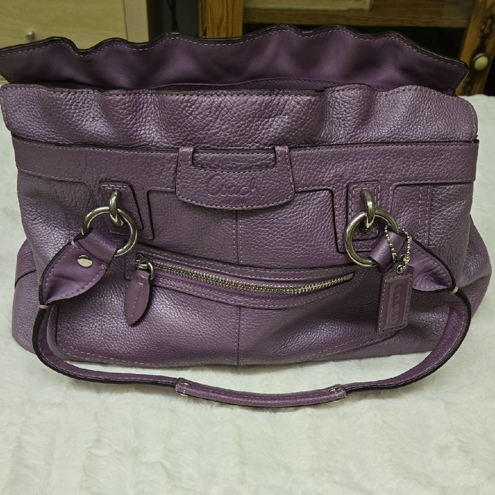 Coach Pebble-Leather Handbag - Purple